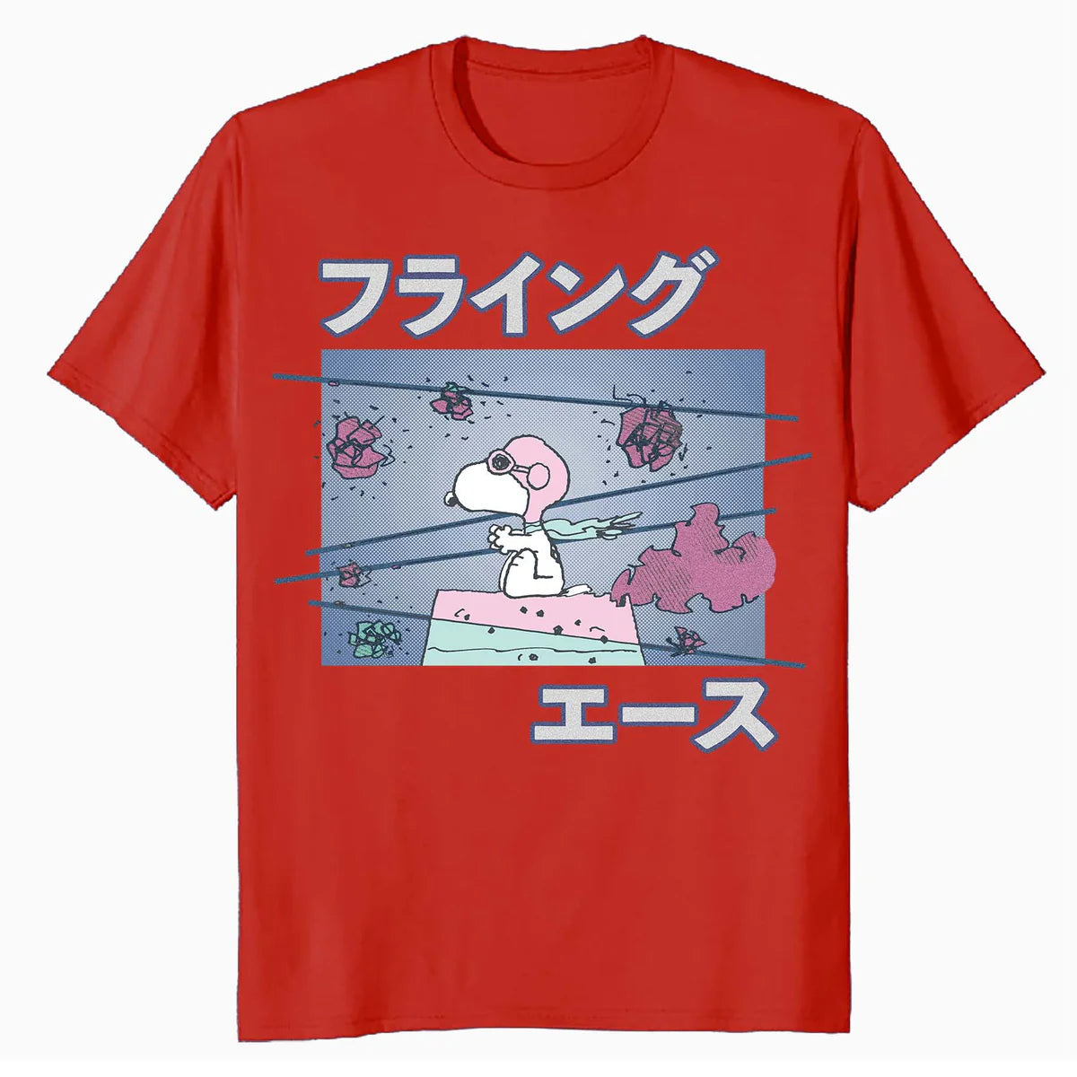 Peanuts Tokyo Snoopy Flying Ace Cute Fun Vintage 90s Manga Official Men's T-Shirt