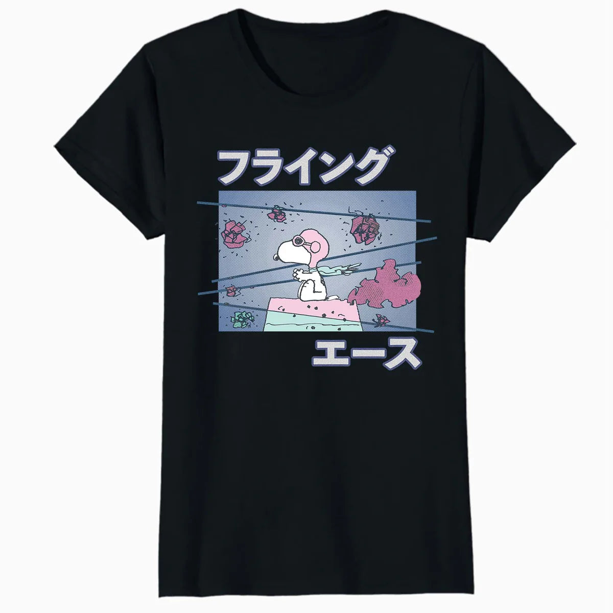 Peanuts Tokyo Snoopy Flying Ace Cute Fun Vintage 90s Manga Official Women's SKINNY FIT T-Shirt