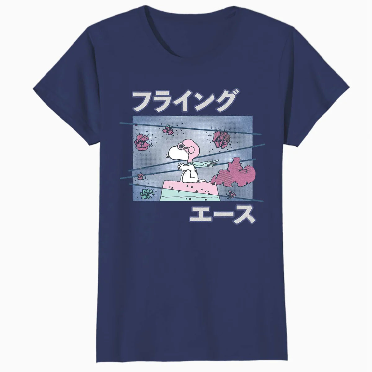 Peanuts Tokyo Snoopy Flying Ace Cute Fun Vintage 90s Manga Official Women's SKINNY FIT T-Shirt