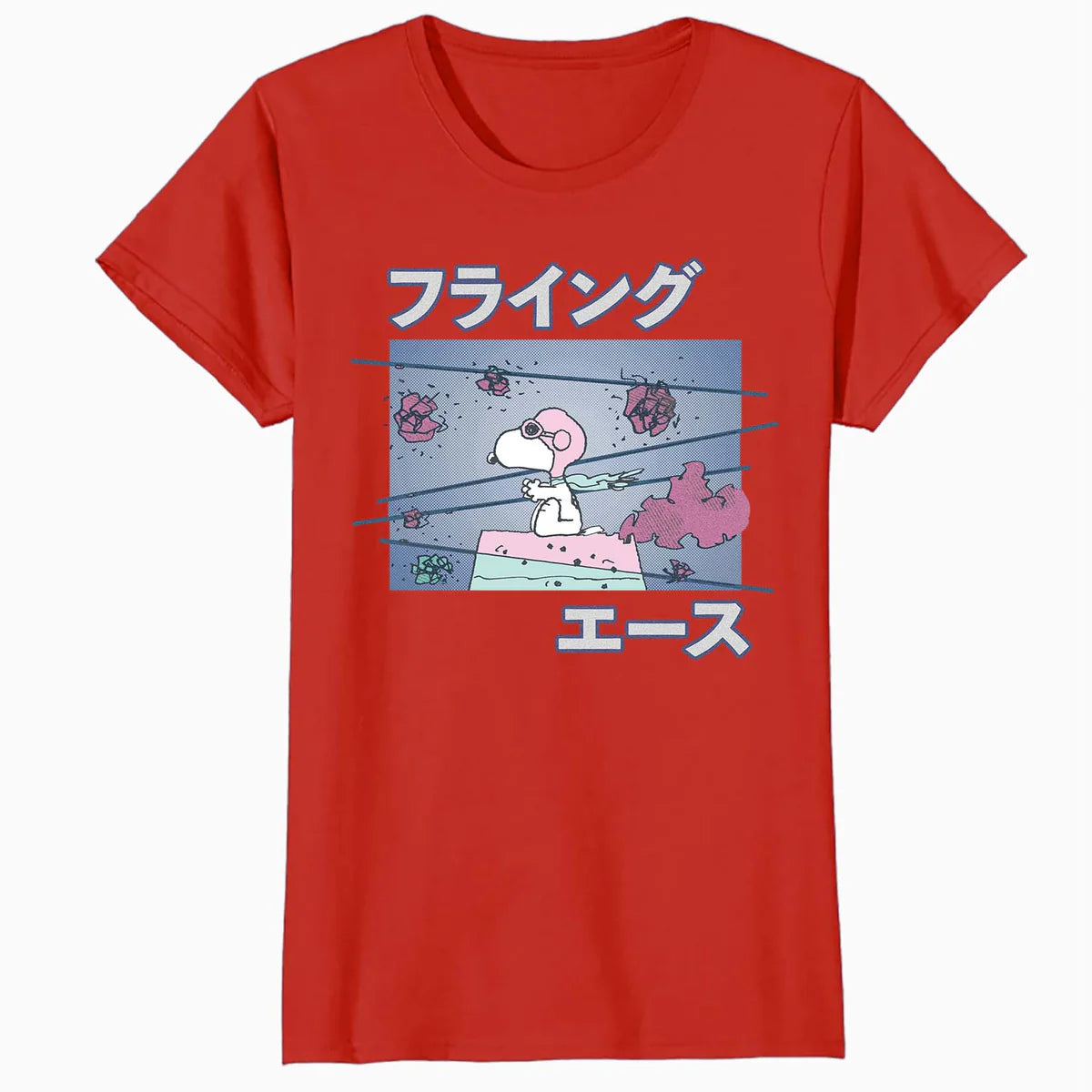 Peanuts Tokyo Snoopy Flying Ace Cute Fun Vintage 90s Manga Official Women's SKINNY FIT T-Shirt