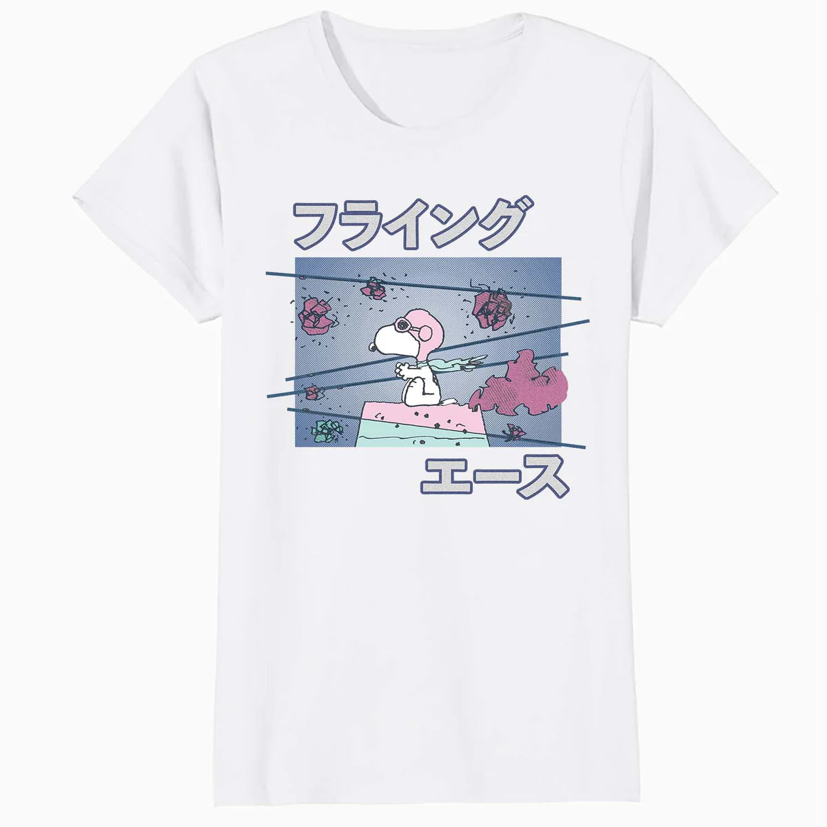 Peanuts Tokyo Snoopy Flying Ace Cute Fun Vintage 90s Manga Official Women's SKINNY FIT T-Shirt