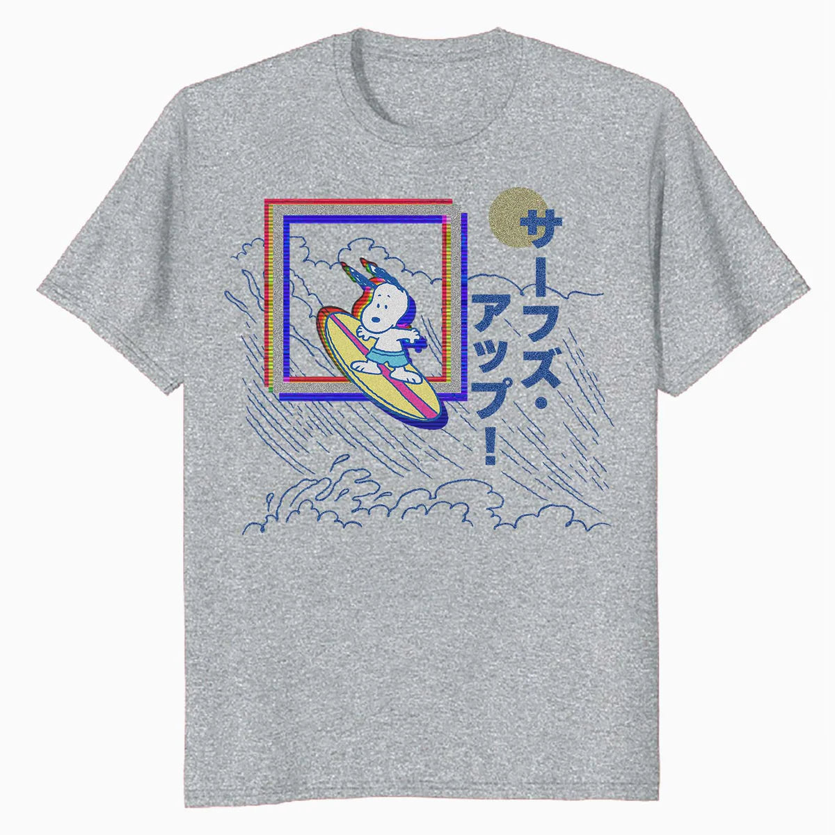 Peanuts Tokyo Snoopy Surfs Up Japan Vintage Kanji VHS Glitch Official Men's T-Shirt