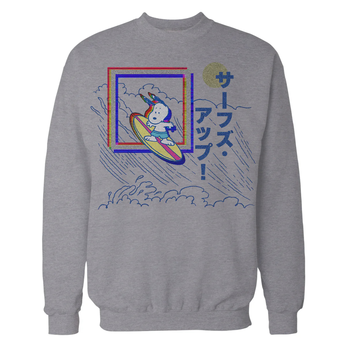 Peanuts Tokyo Snoopy Surfs Up Japan Vintage Kanji VHS Glitch Official Sweatshirt