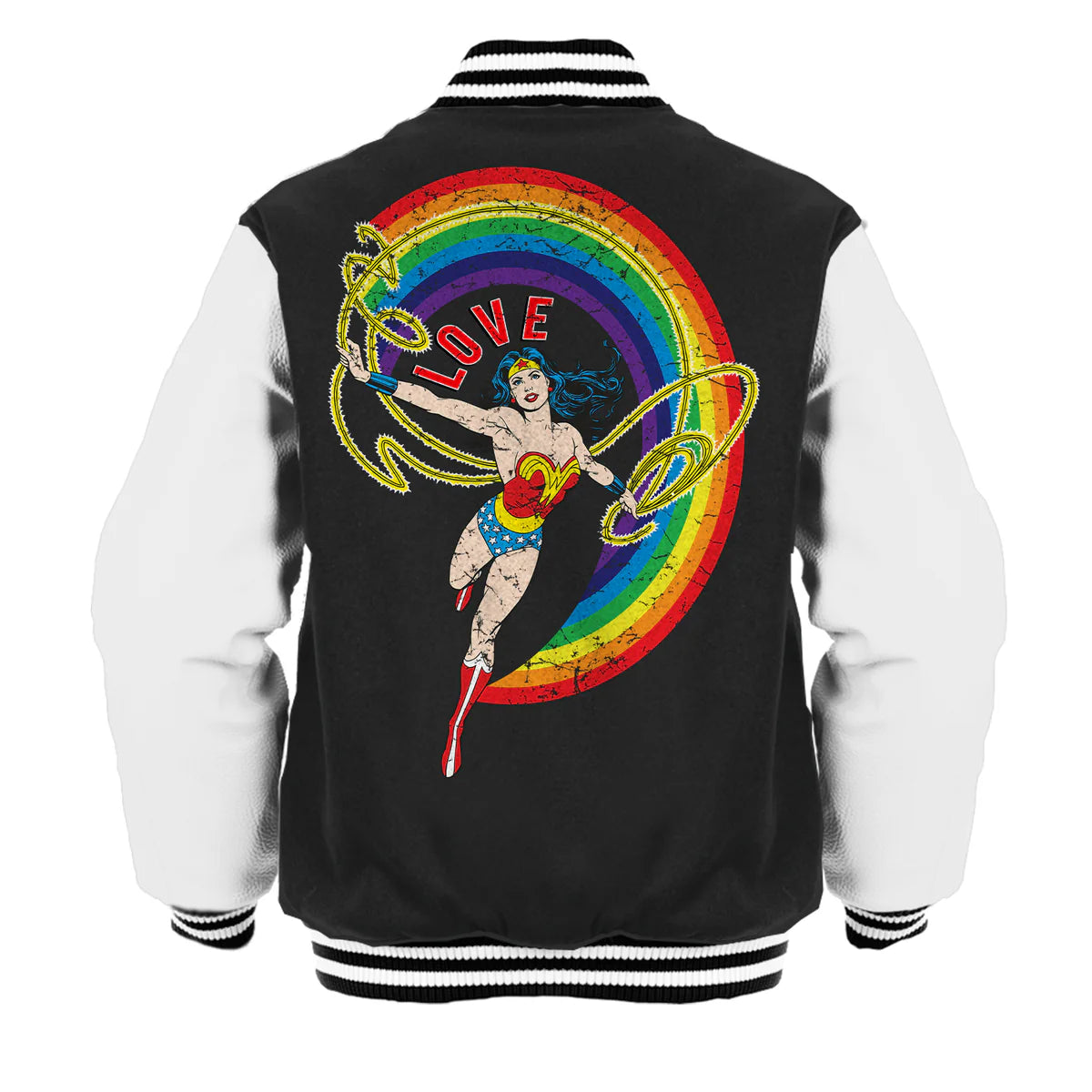 DC Comics Wonder Woman Rainbow Love Official Varsity Jacket