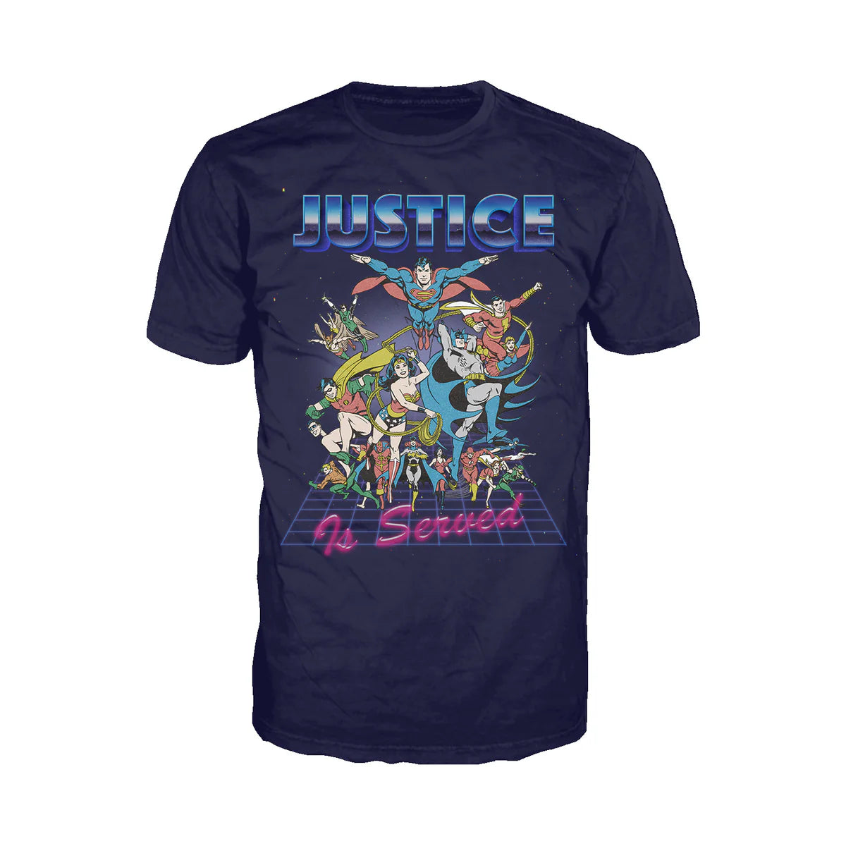 DC Comics Justice League Retro 80s Served Official Men's T-shirt