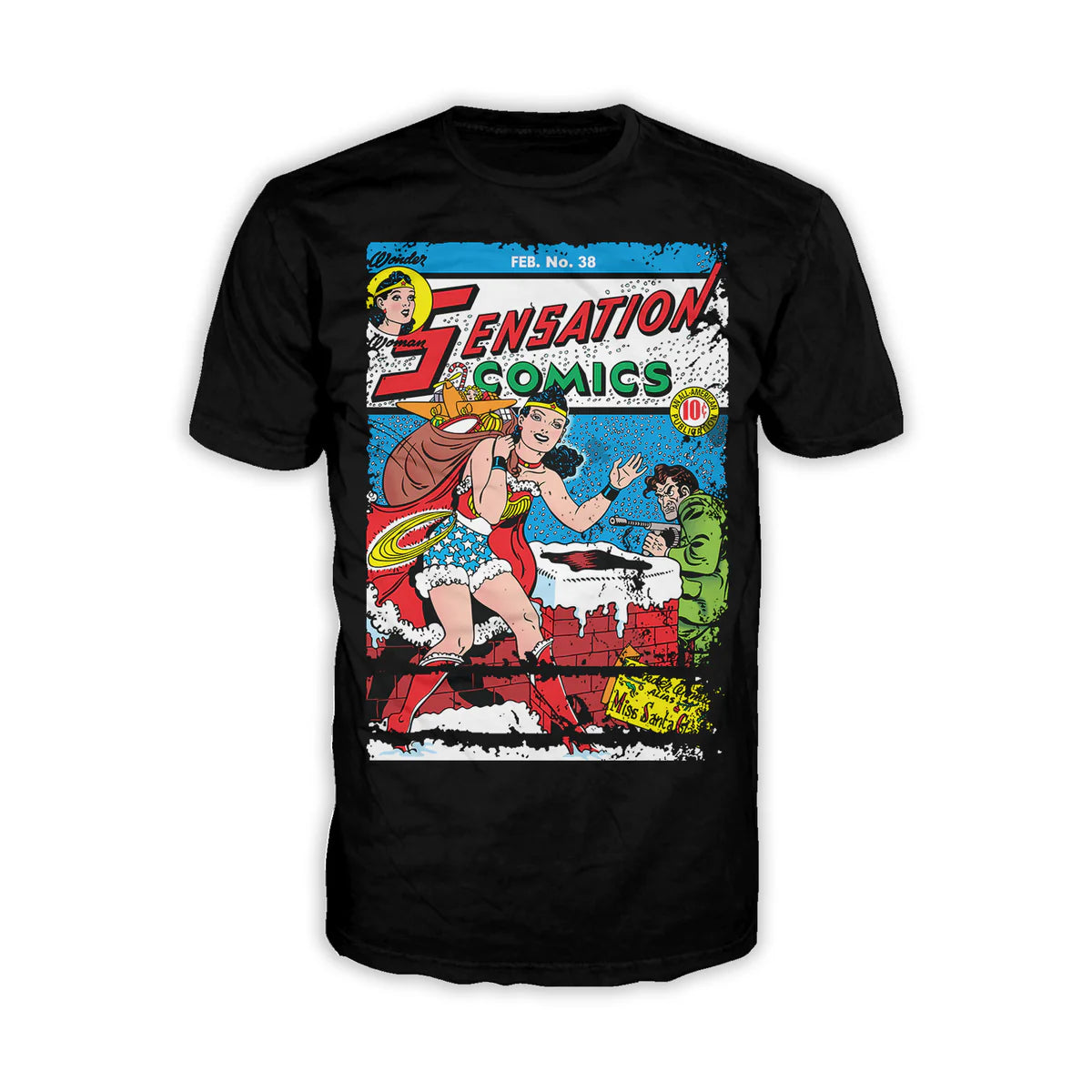 DC Comics Wonder Woman Cover 38 Xmas Black T-Shirt