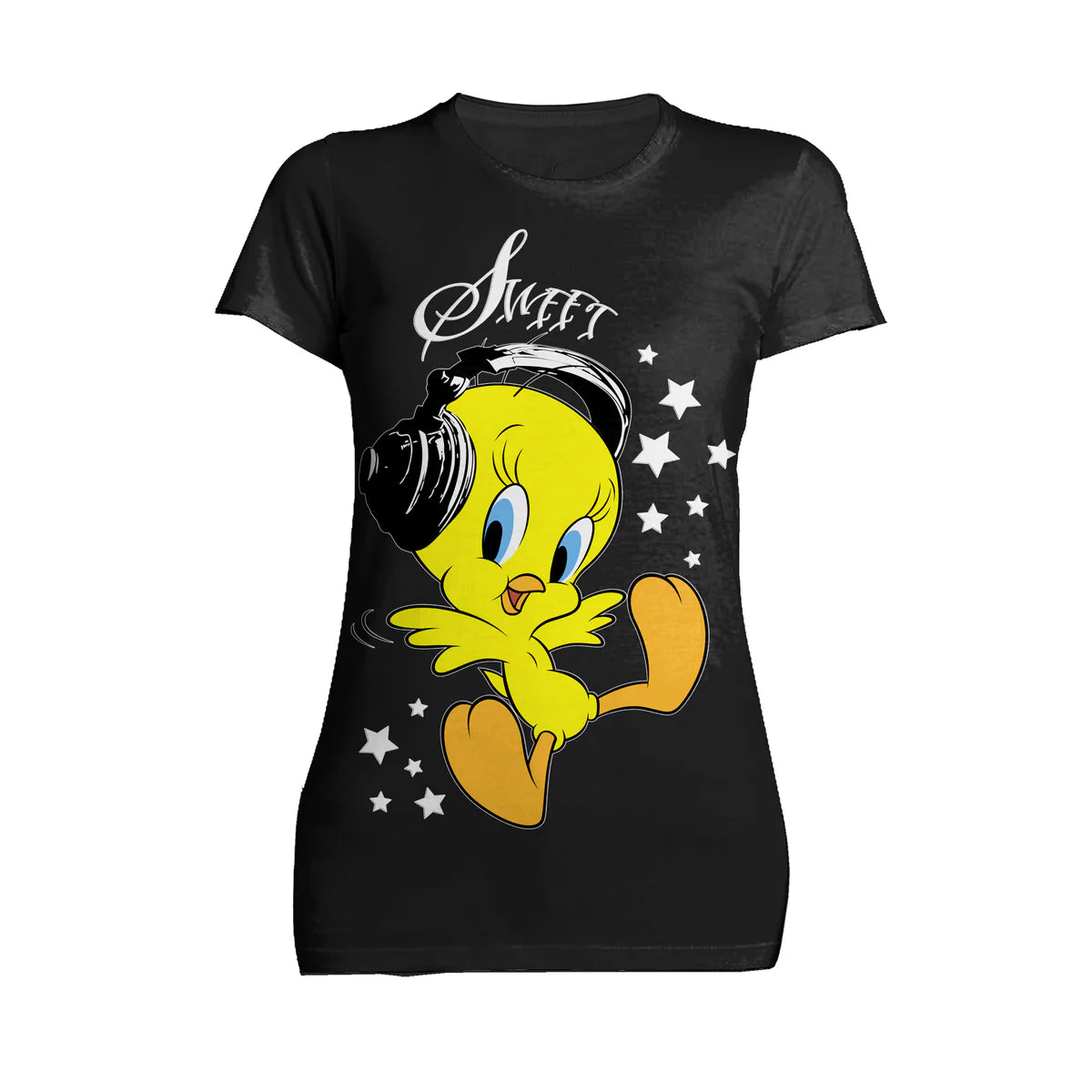 Looney Tunes Tweety Headphones Official Women's T-Shirt