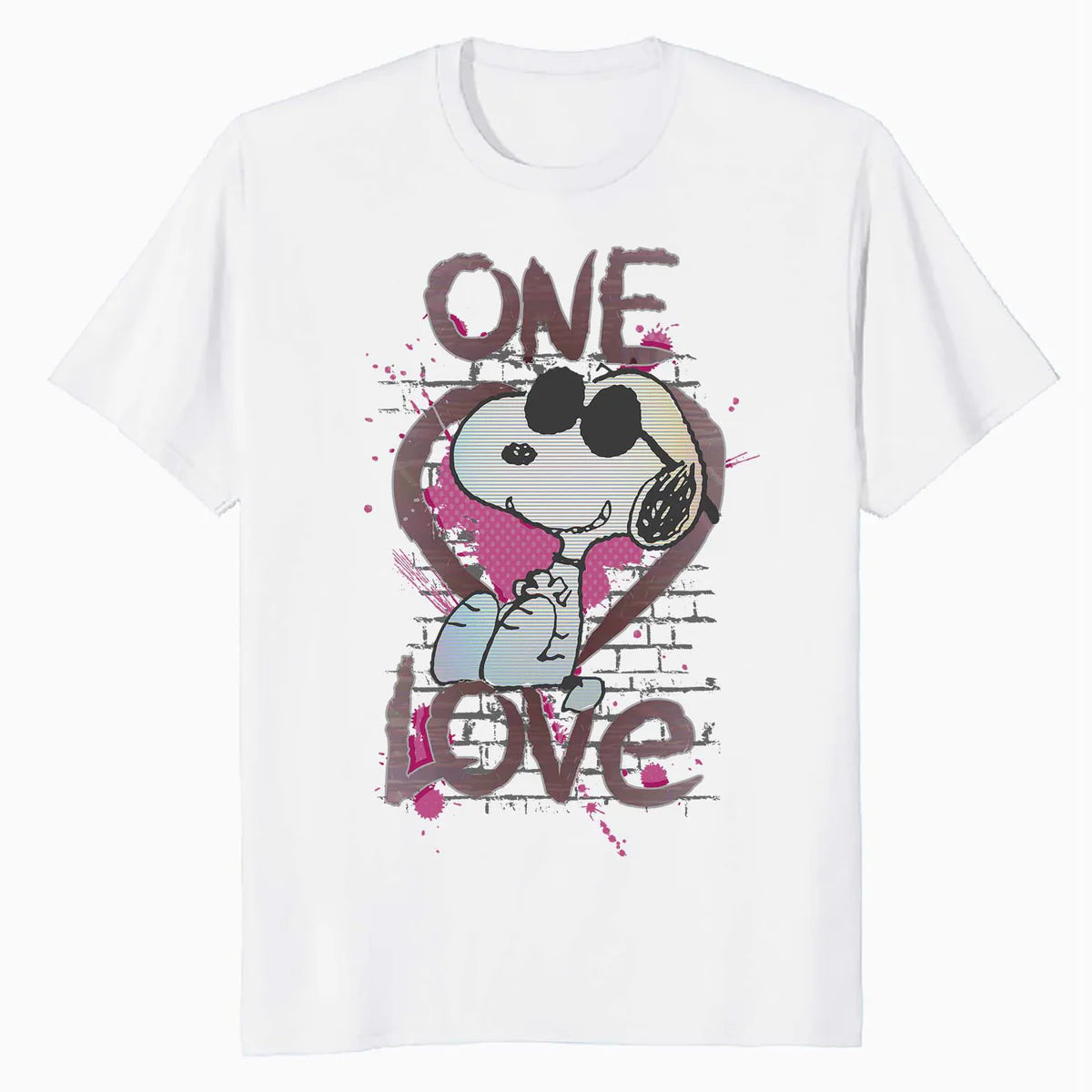 Peanuts Snoopy Joe Cool One Love Glitch Vintage Valentines Official Men's T-Shirt