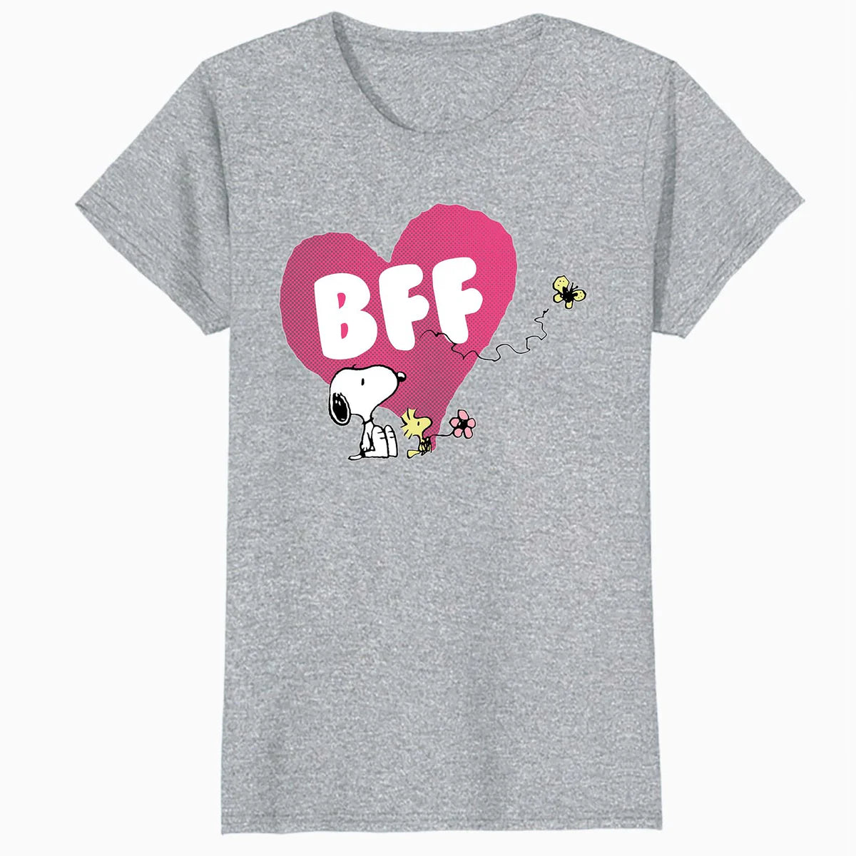 Peanuts Snoopy Woodstock BFF Pink Heart Vintage Classic Official Women's SKINNY FIT T-Shirt