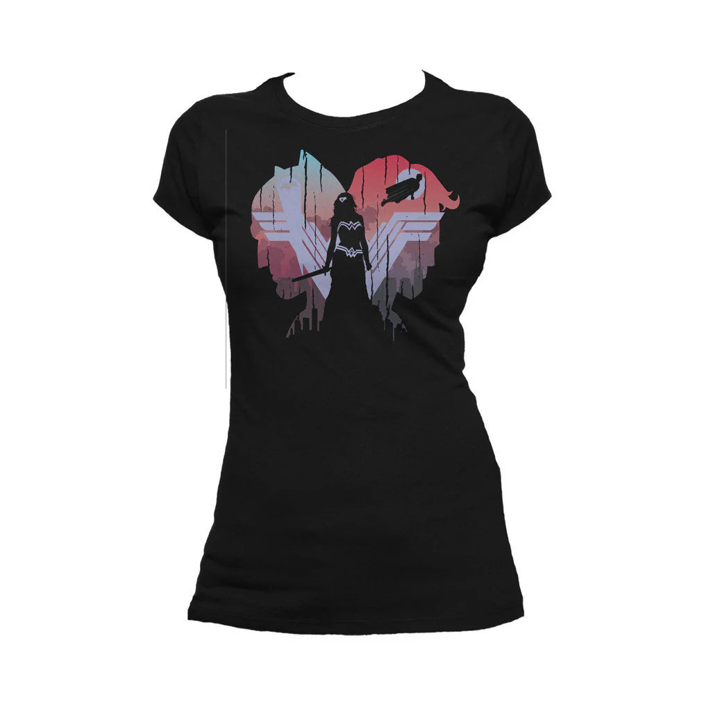 DC Batman V Superman Wonder Woman Logo Stencil Trinity Official Women's T-shirt
