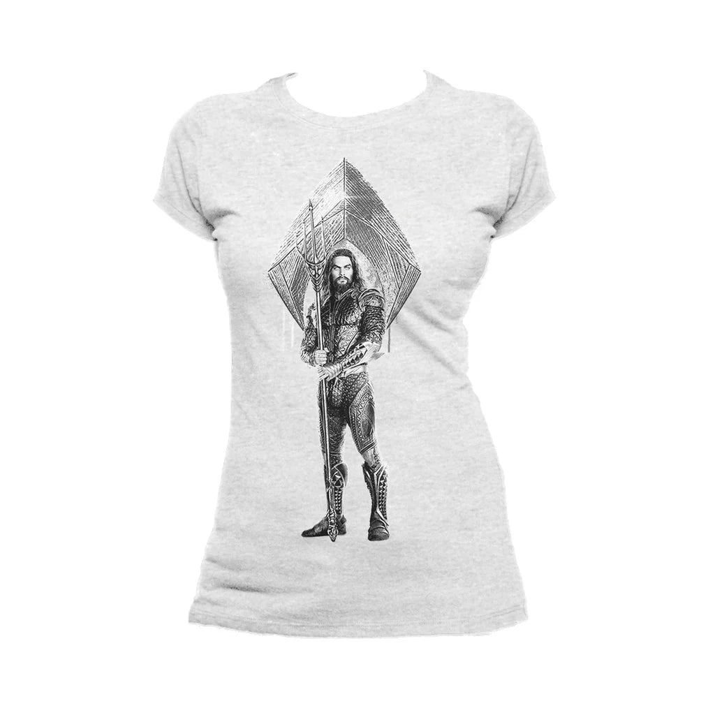 DC Justice League Logo Aquaman Trident Official Women's T-shirt