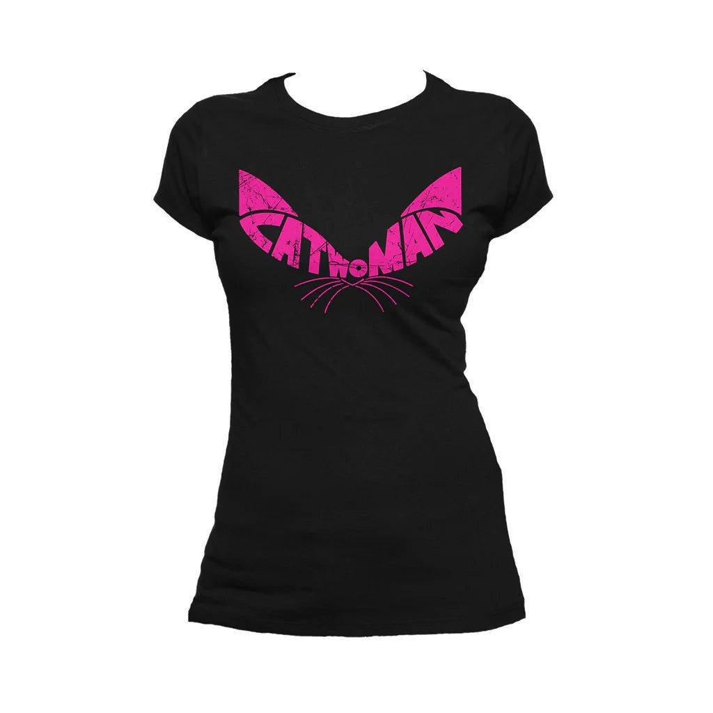 DC Comics Retro Catwoman Logo Ears Distressed Official Women's T-shirt