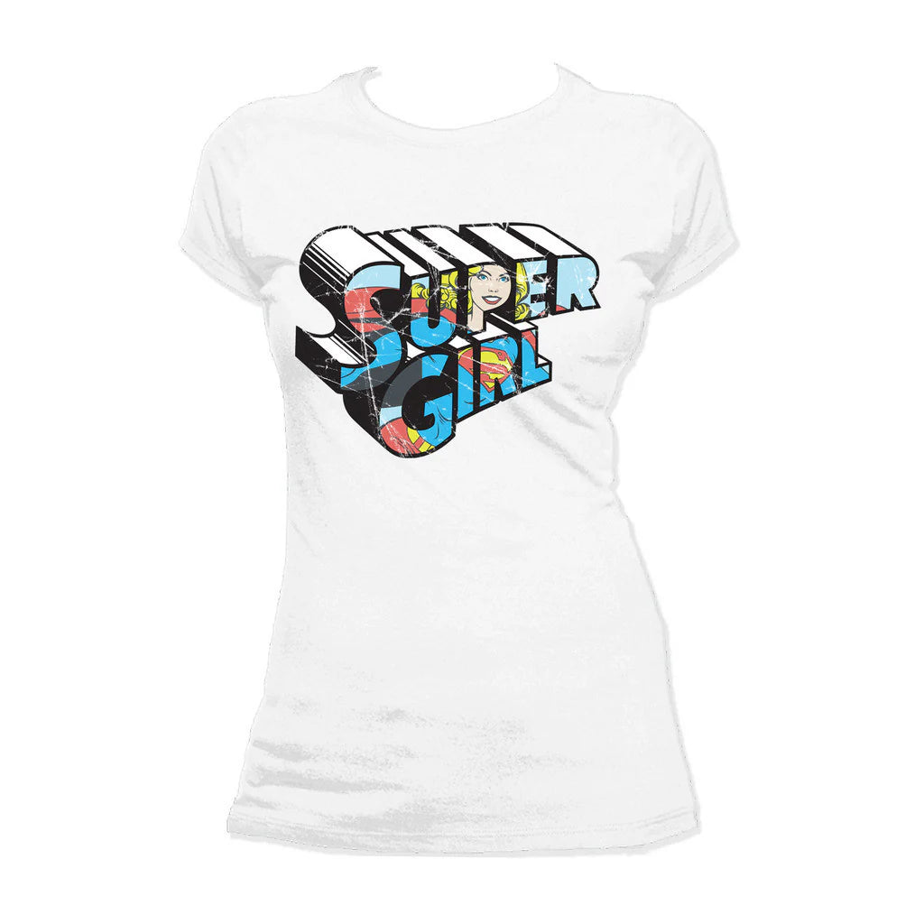 DC Comics Retro Supergirl Logo Character Distressed Official Women's T-shirt