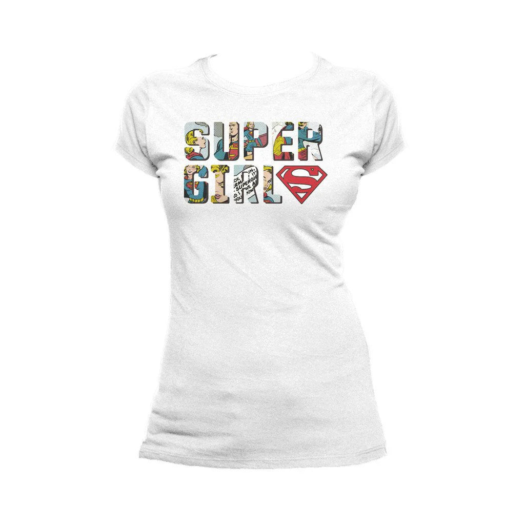 DC Comics Supergirl Logo Comic Strip Official Women's T-shirt