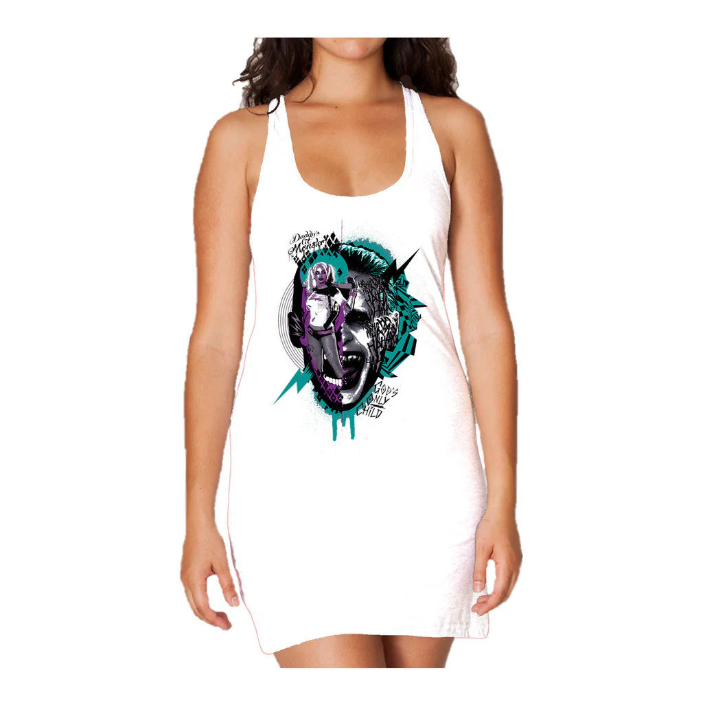 DC Suicide Squad Joker-Harley Quinn Collage Official Women's Long Tank Dress