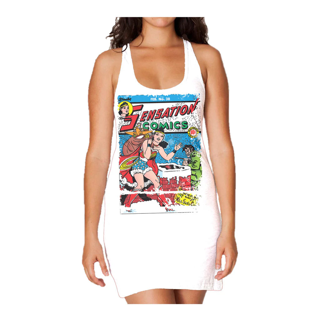 DC Comics Wonder Woman Cover 38 Xmas Official Women's Long Tank Dress
