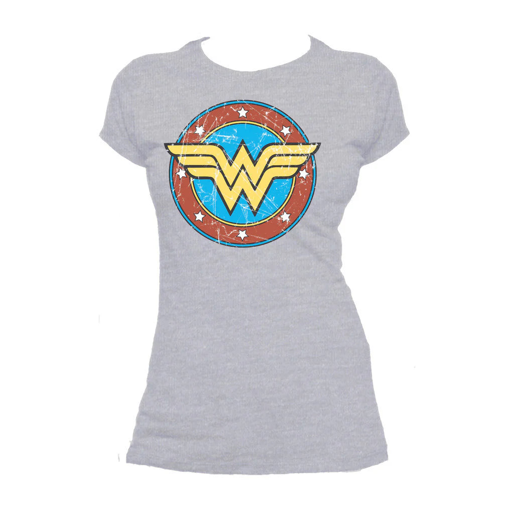 DC Comics Wonder Woman Logo Circle Distressed Official Women's T-shirt