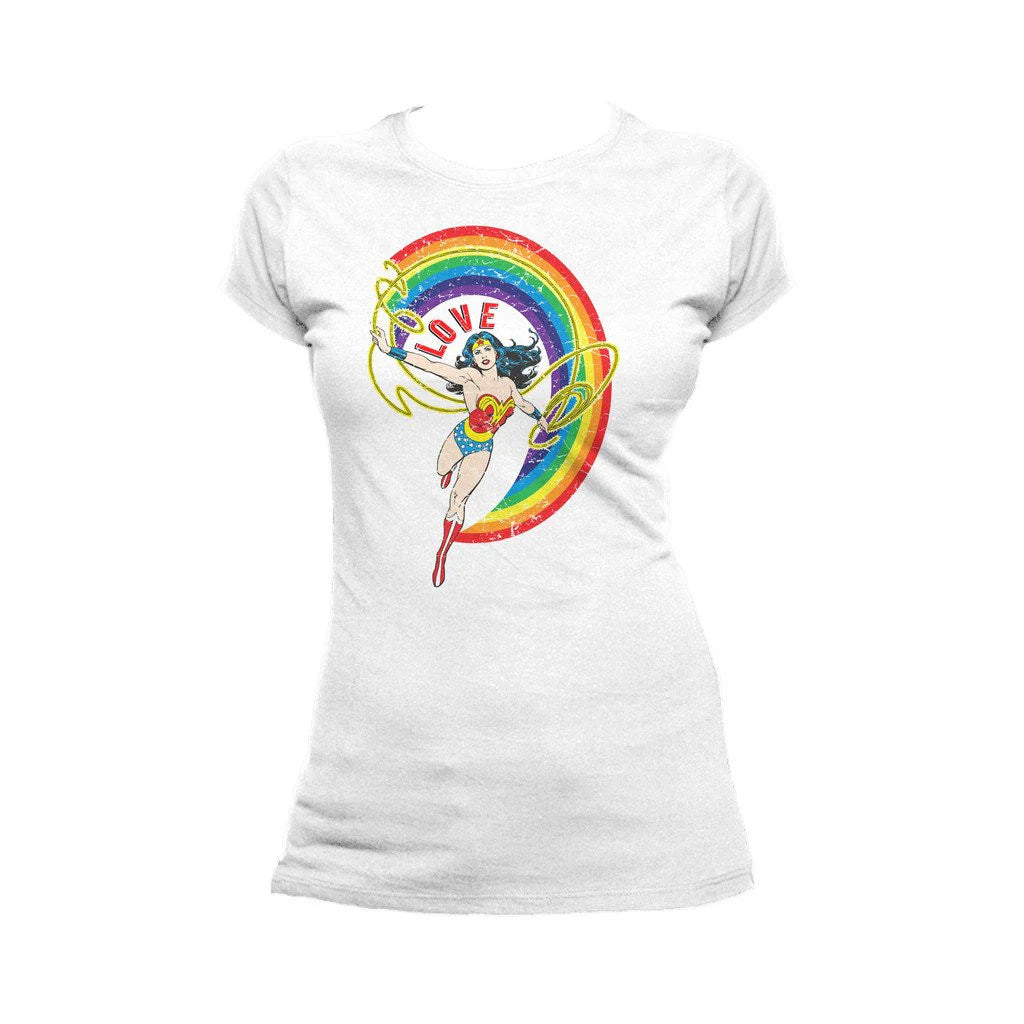 DC Comics Wonder Woman Rainbow Love Official Women's T-shirt