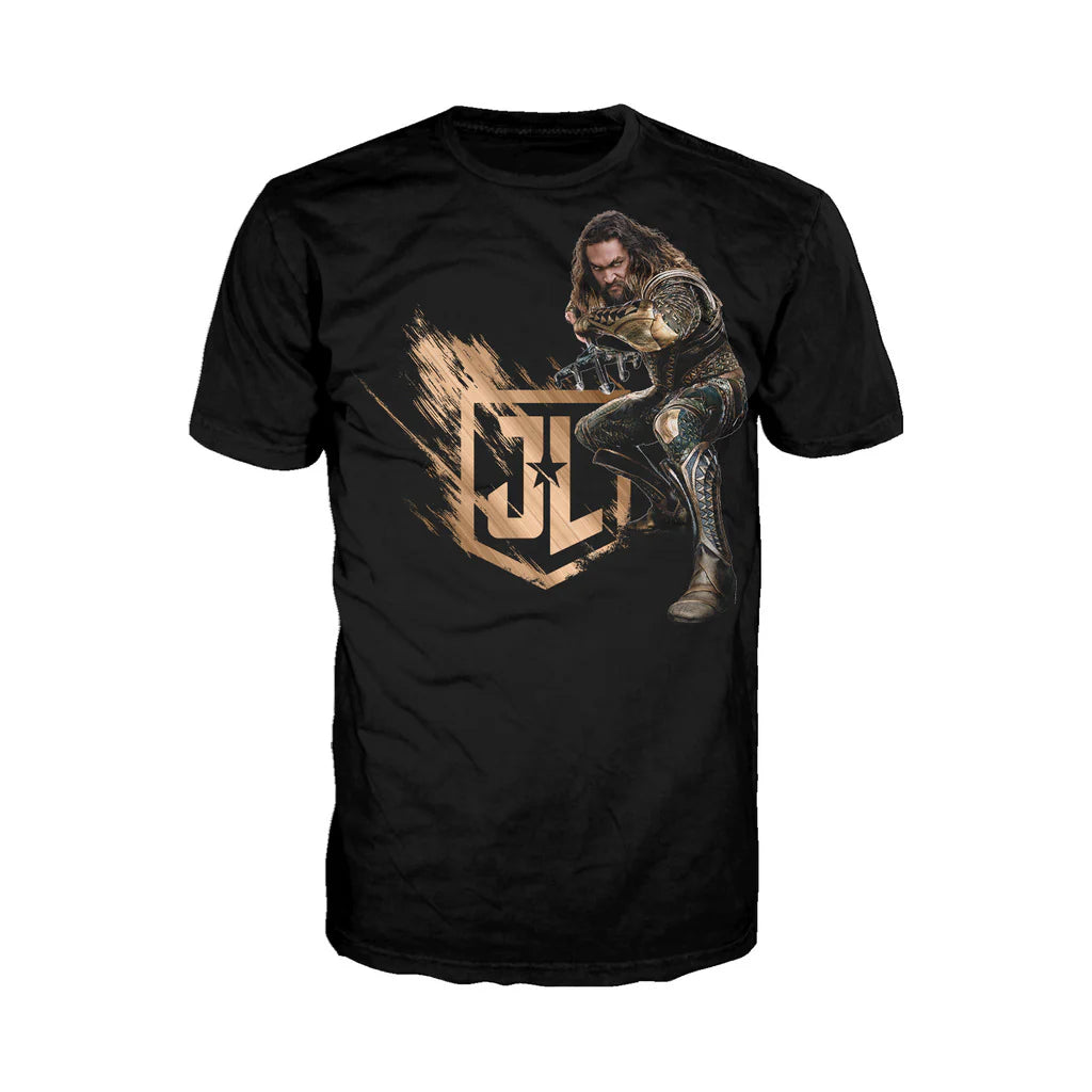 DC Justice League Logo Aquaman Official Men's T-shirt