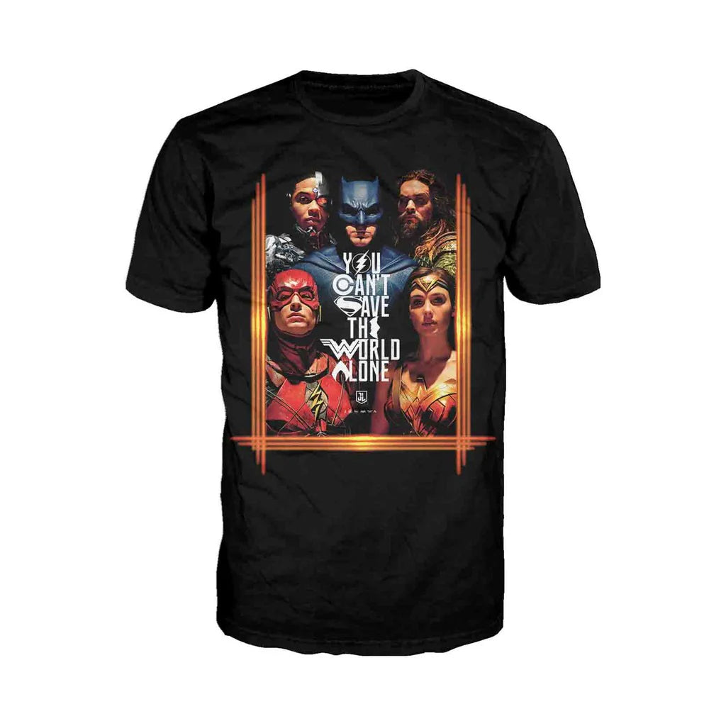DC Justice League Poster Save The World Official Men's T-shirt