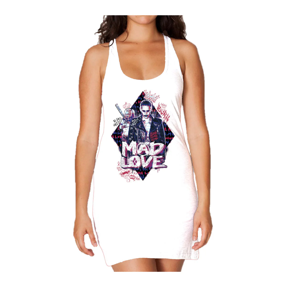 DC Suicide Squad Joker-Harley Quinn Mad Love Official Women's Long Tank Dress