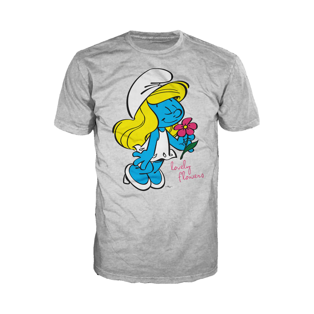 The Smurfs Smurfette Character Flowers Official Men's T-shirt