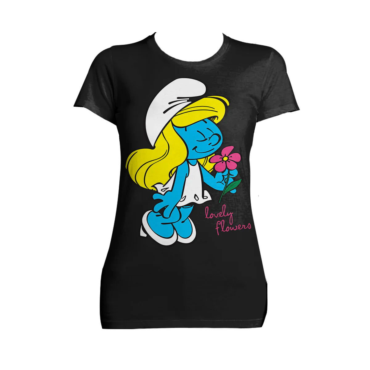 The Smurfs Smurfette Character Flowers Official Women's T-shirt