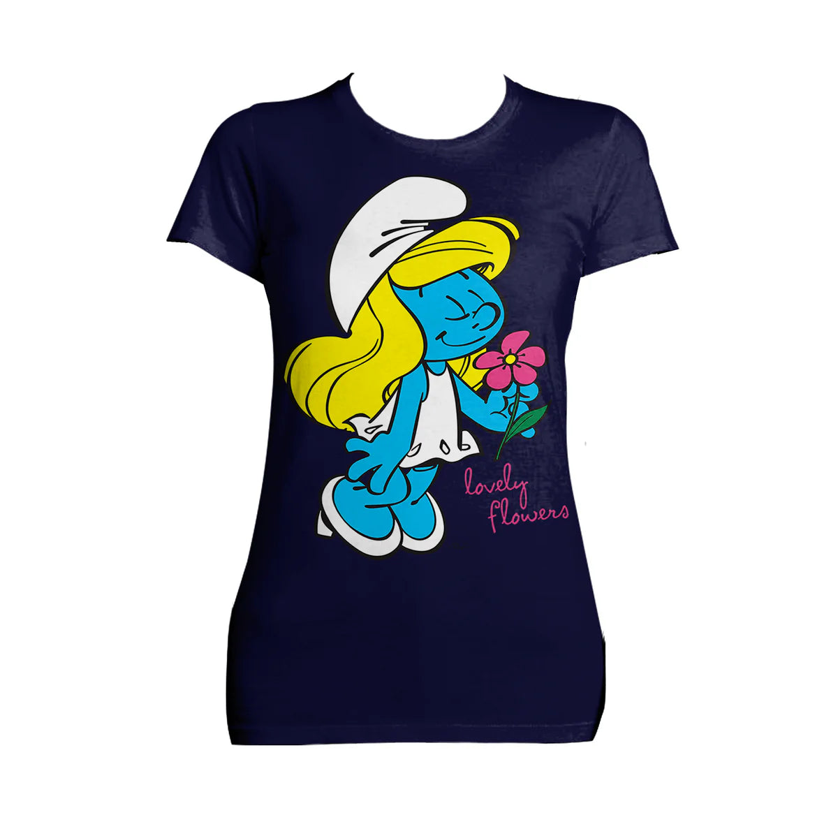 The Smurfs Smurfette Character Flowers Official Women's T-shirt