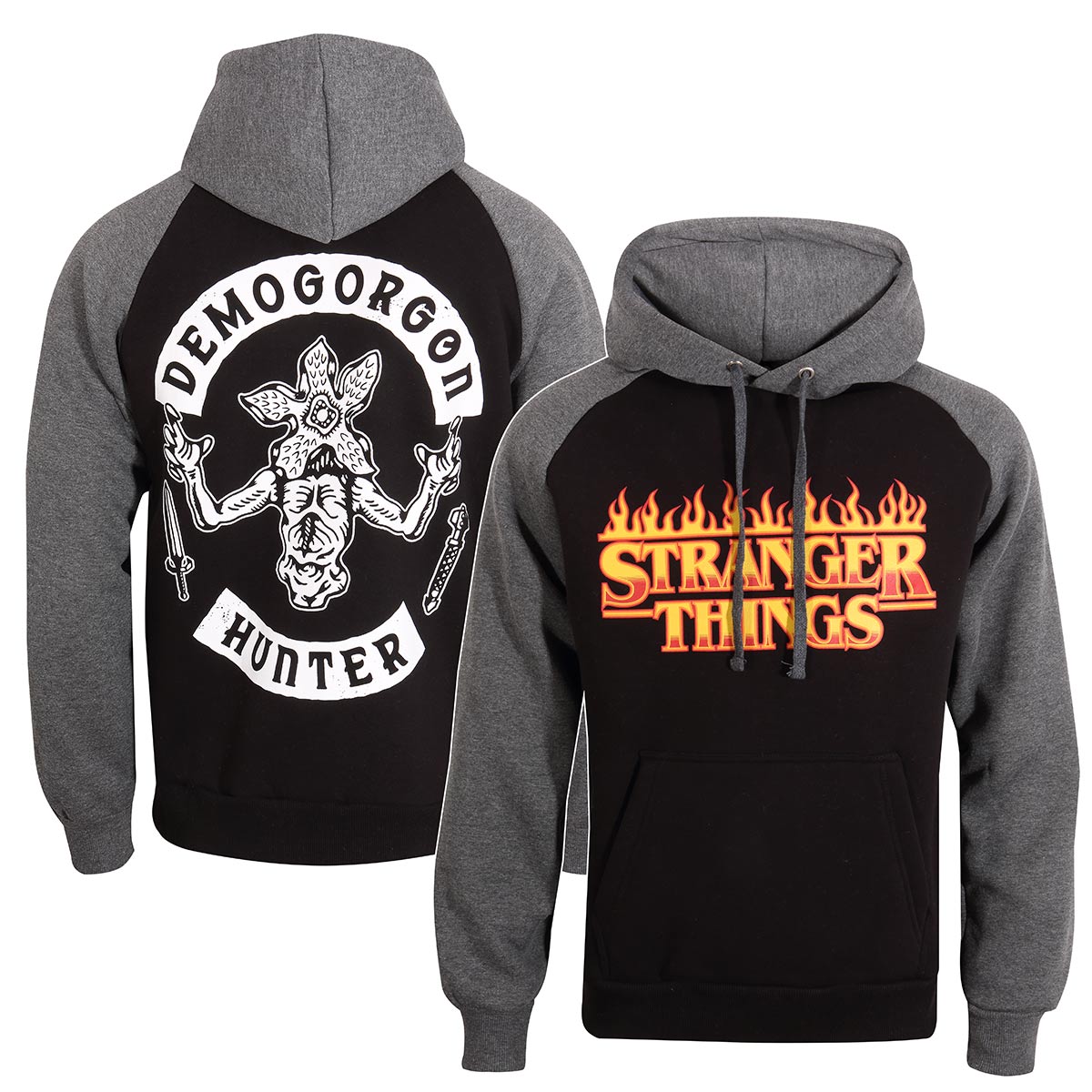 Stranger Things Flaming Logo Contrast Pullover Hoodie
