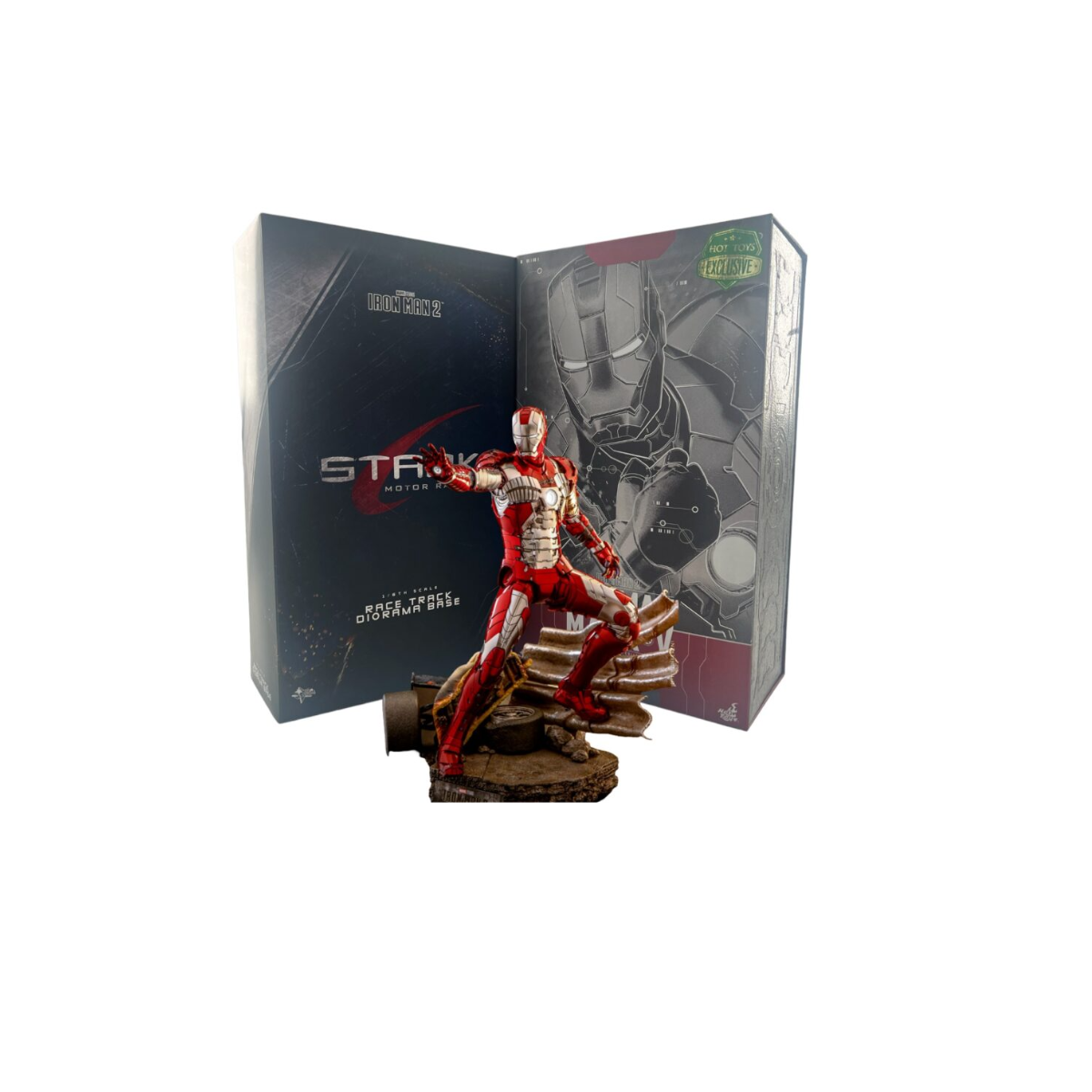 Iron Man 2 Iron Man Mark V With Race Track Diorama Base 1:6 Scale Diecast Collectible Figure