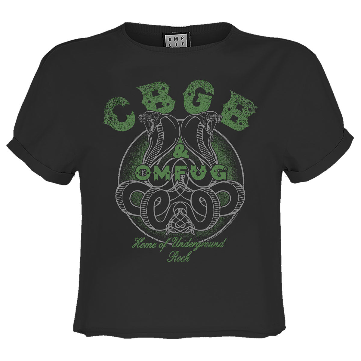 CBGB Snakes And Logo Ladies Crop Top T-Shirt
