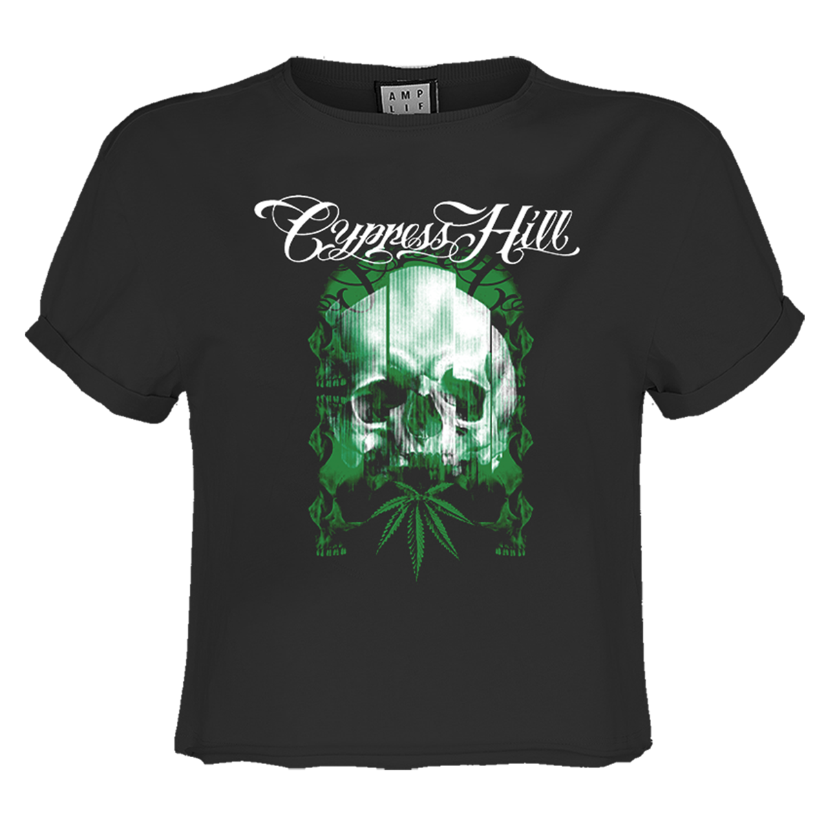Cypress Hill Glitched Skull Ladies Crop Top T-shirt