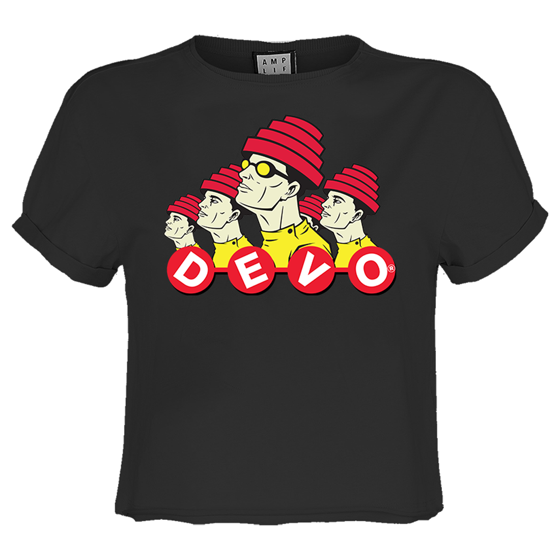 Devo Colour With Dancing Letters Ladies Crop Top T-Shirt