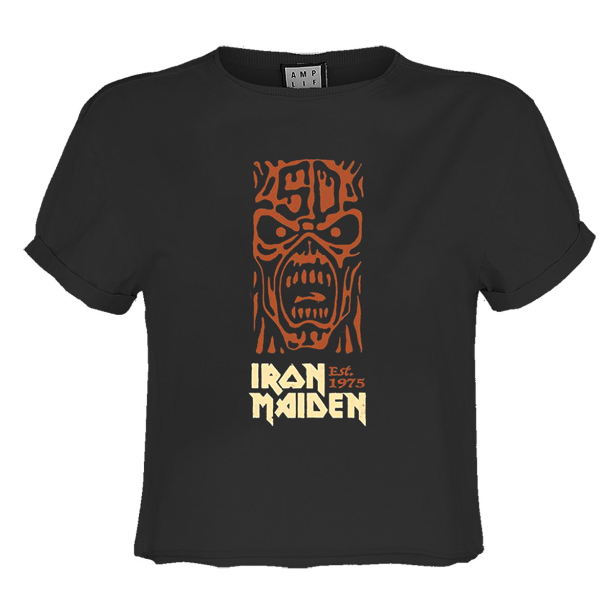 Iron Maiden 50th Orange Totem Pole Ladies Crop Top T-Shirt