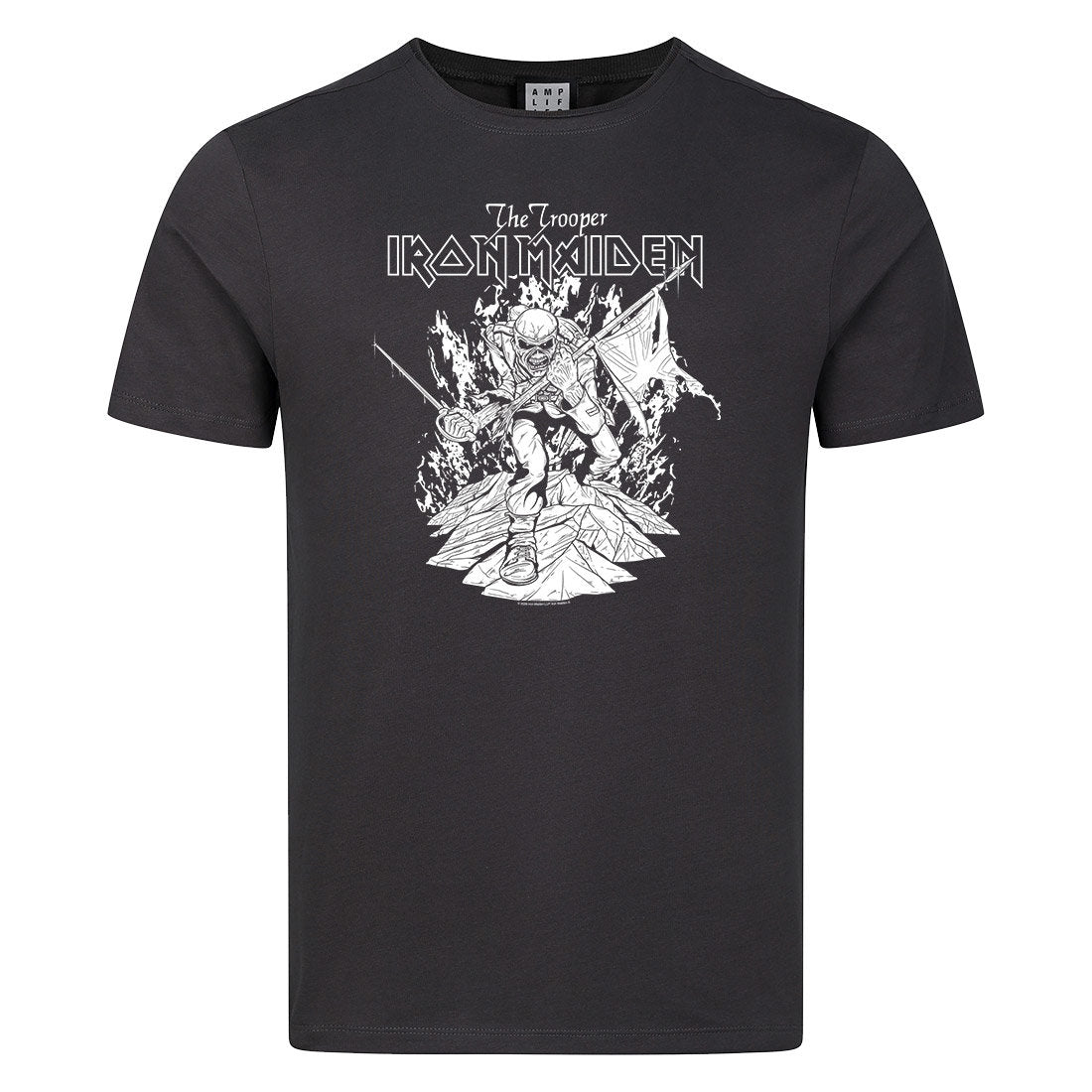 Iron Maiden Black And White Flames T-Shirt