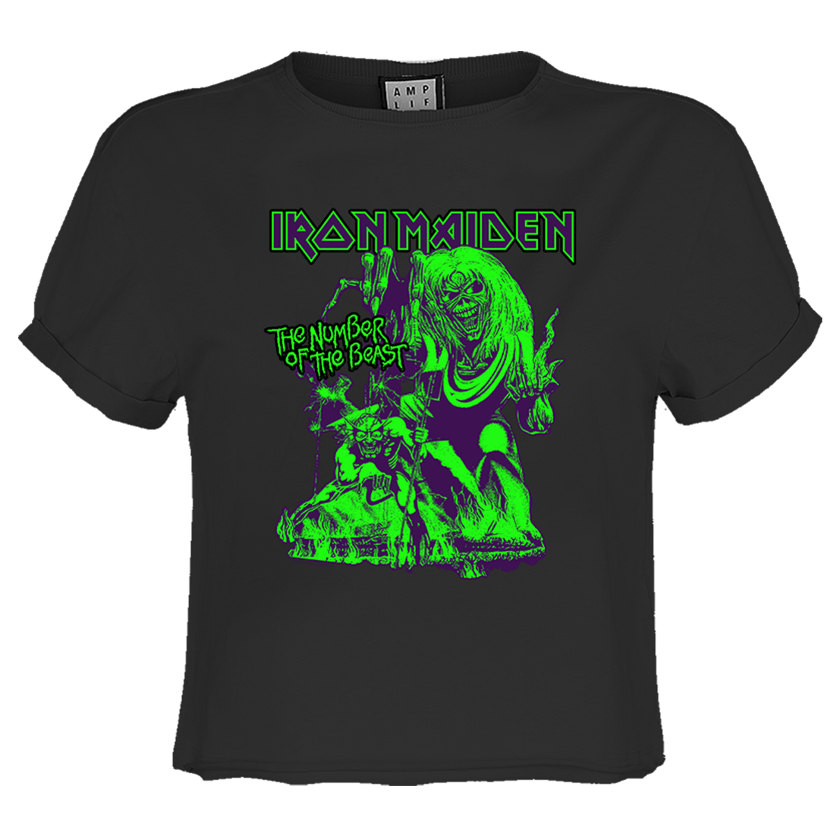 Iron Maiden Neon Beast Ladies Crop Top T-shirt