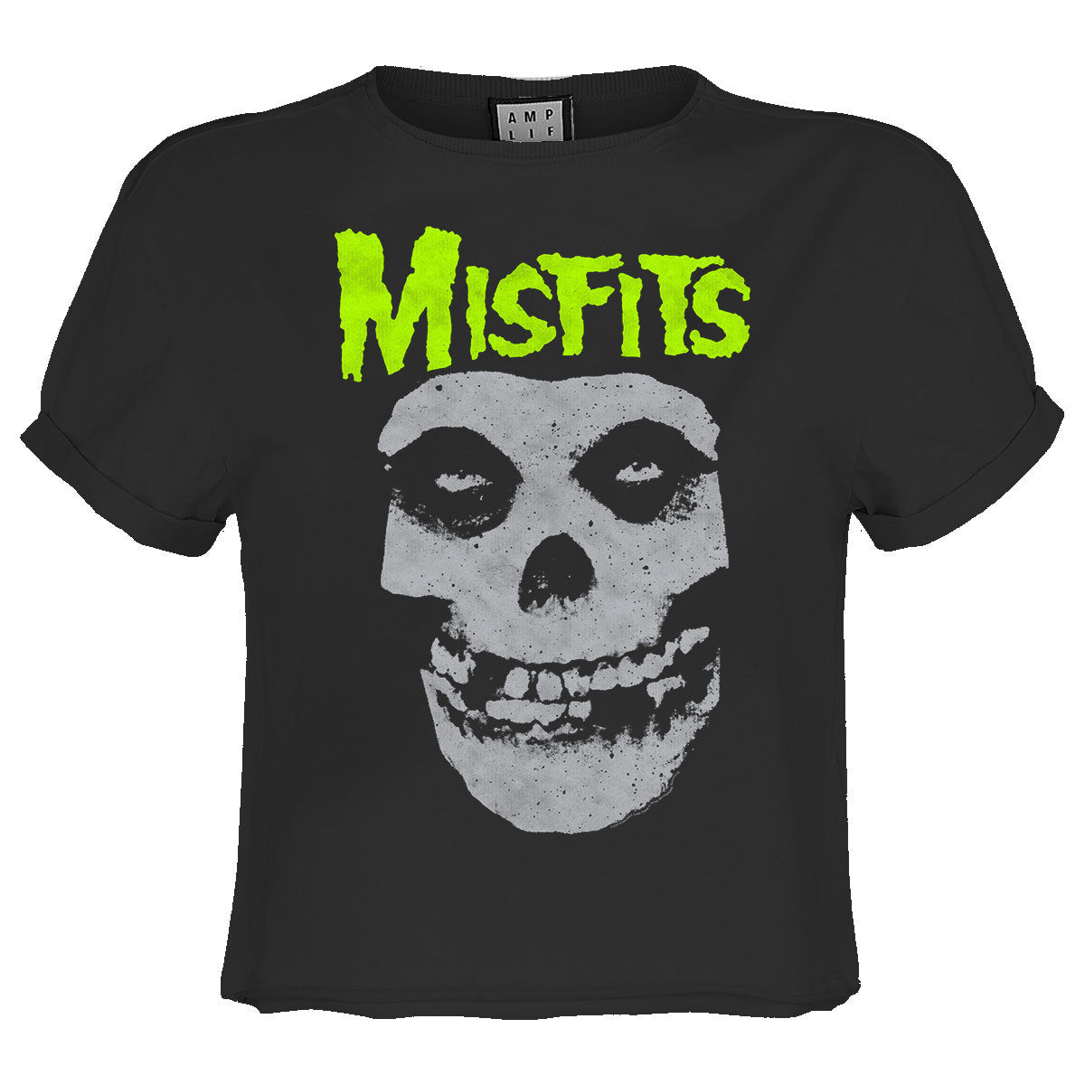 Misfits Neon Skull Ladies Crop Tee