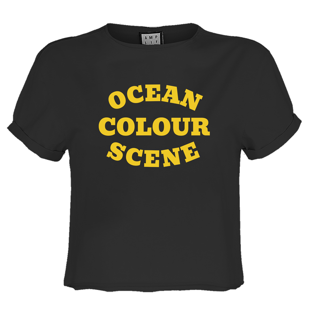 Ocean Colour Scene Yellow Logo Ladies Crop Top T-Shirt