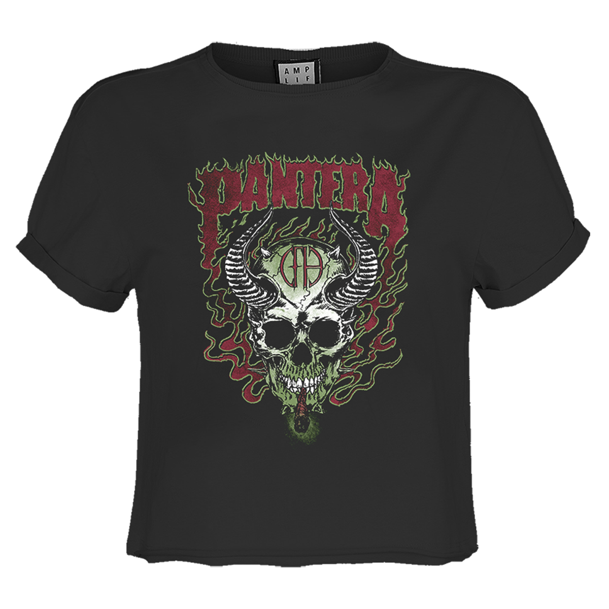 Pantera Fire Skull Ladies Crop Top T-Shirt