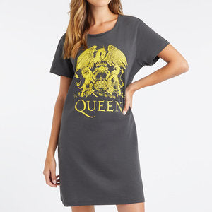 Queen Line Art Crest in Yellow T-Shirt Dress