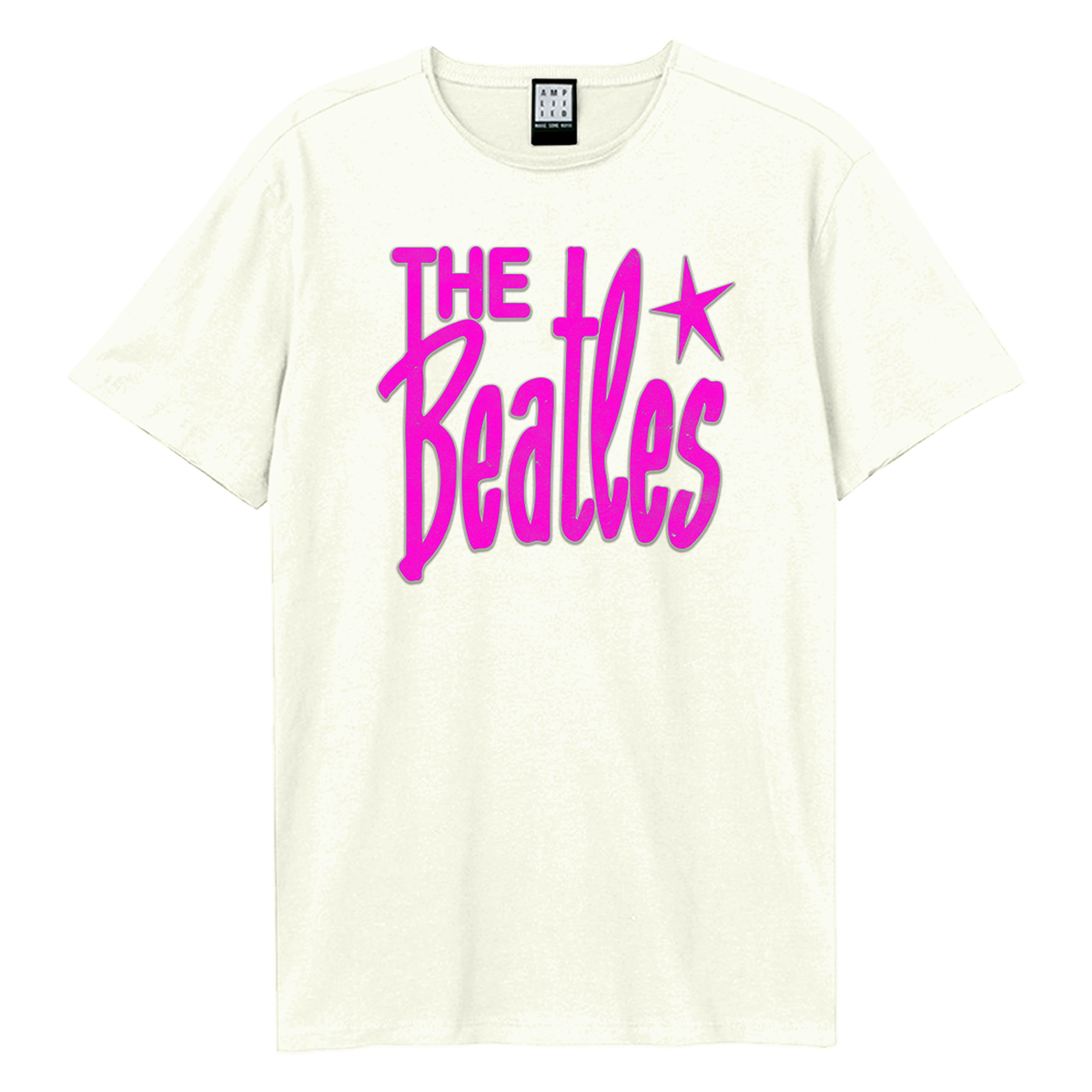 The Beatles Retro Logo Neon Pink T-Shirt
