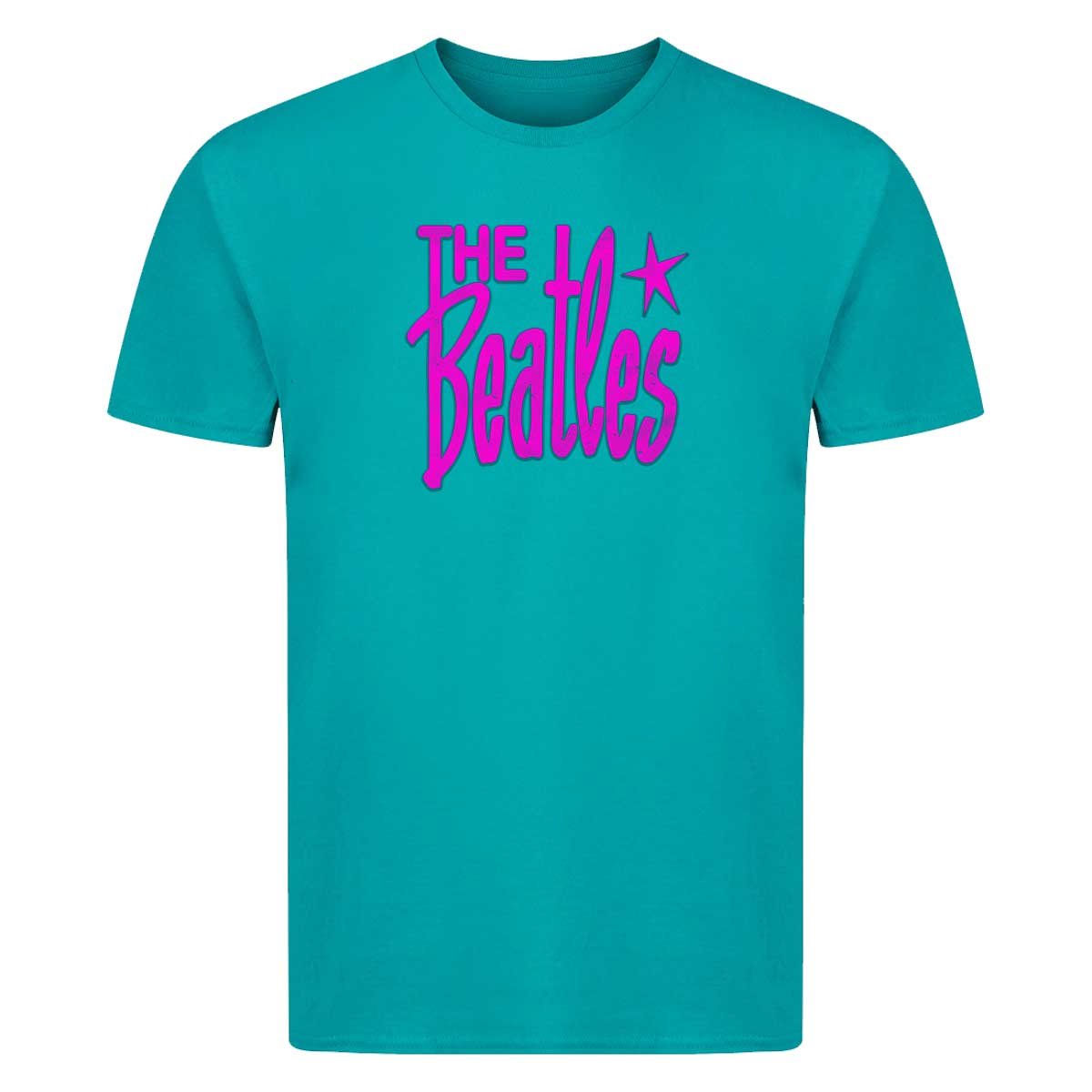 The Beatles Retro Logo Neon Pink T-Shirt