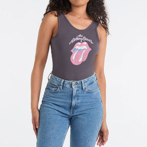 The Rolling Stones Washed Out Tongue Ladies Bodysuit