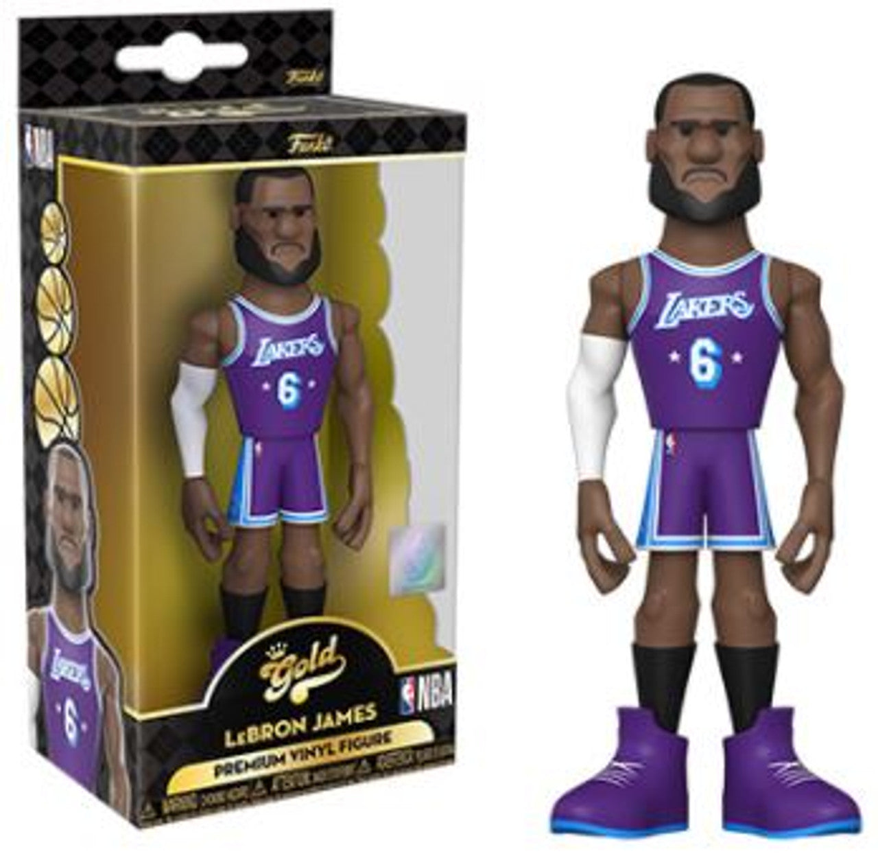 Gold 5" NBA LeBron James Los Angeles Lakers City Edition Uniform