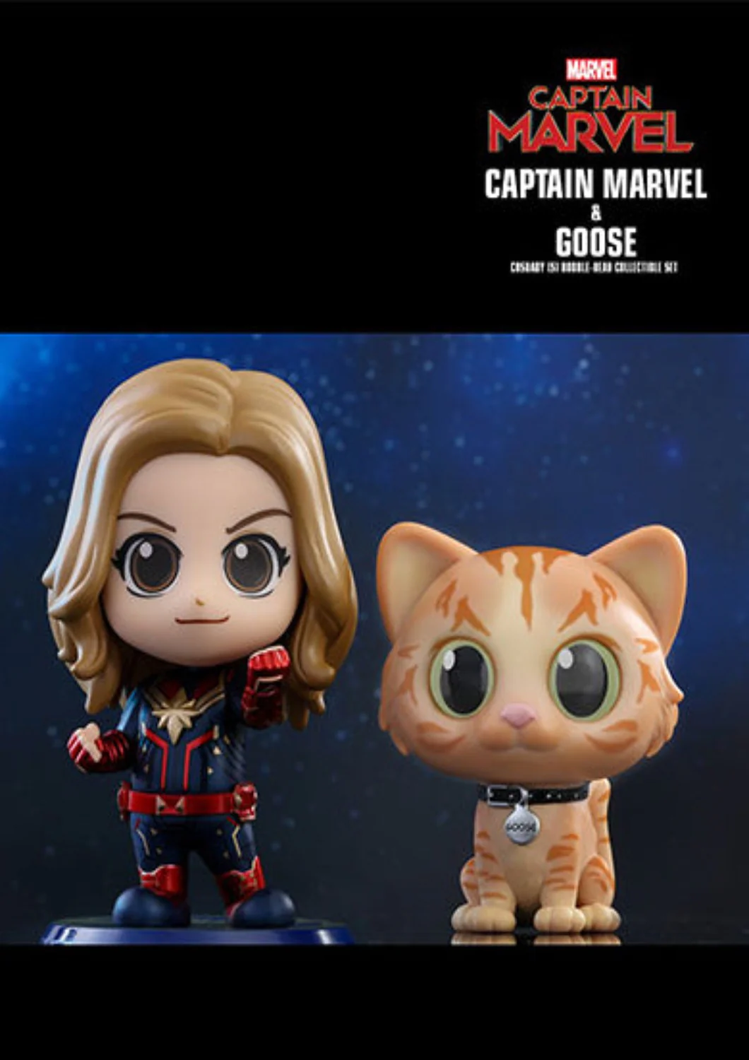 COSBABY CAPTAIN MARVEL AND GOOSE BOBBLE-HEAD COLLECTIBLE SET