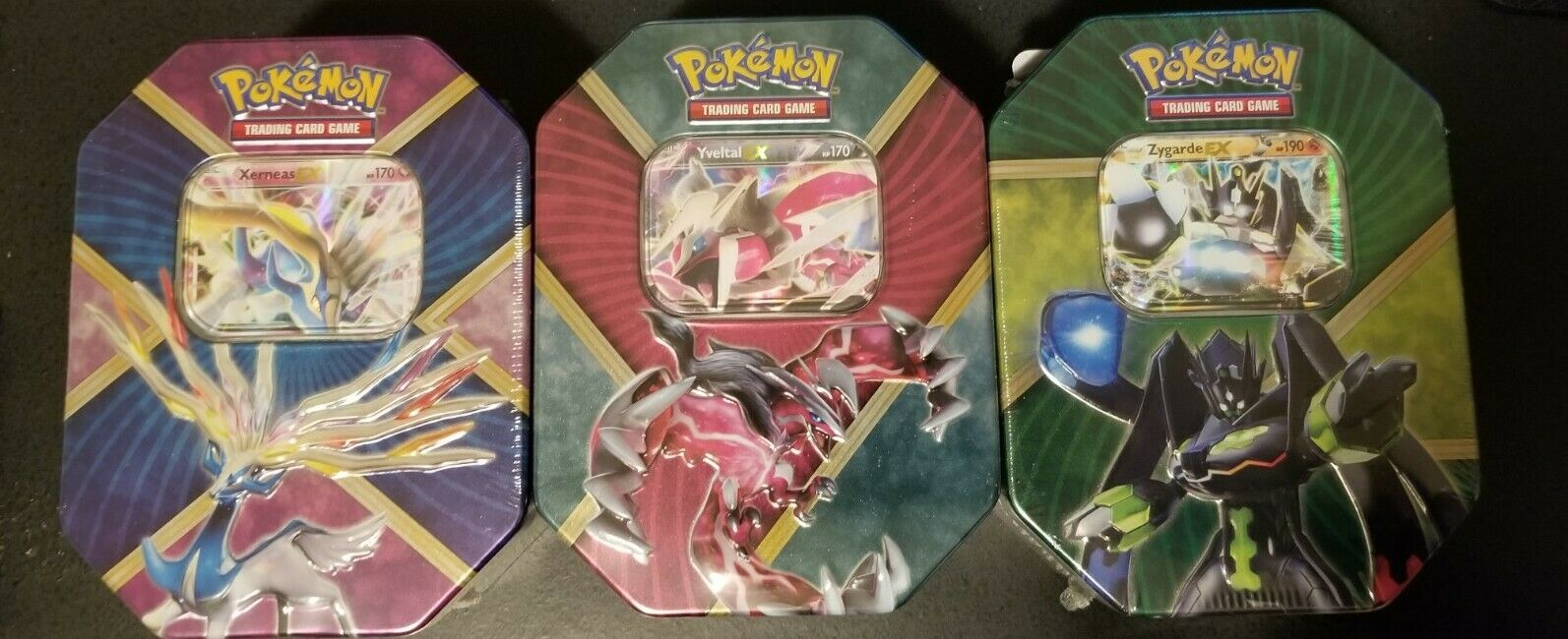 Pokemon Shiny Kalos Summer 2016 Tins Set of 3 Xerneas, Yveltal, Zygarde