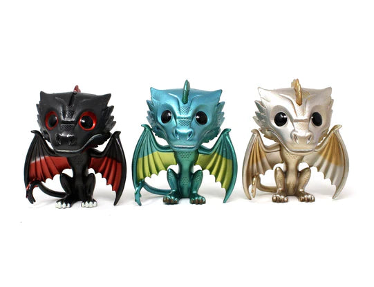 POP! GAME OF THRONES FIGURES 3-PACK -DROGON, RHAEGAL & VISERION METALLIC VERSION