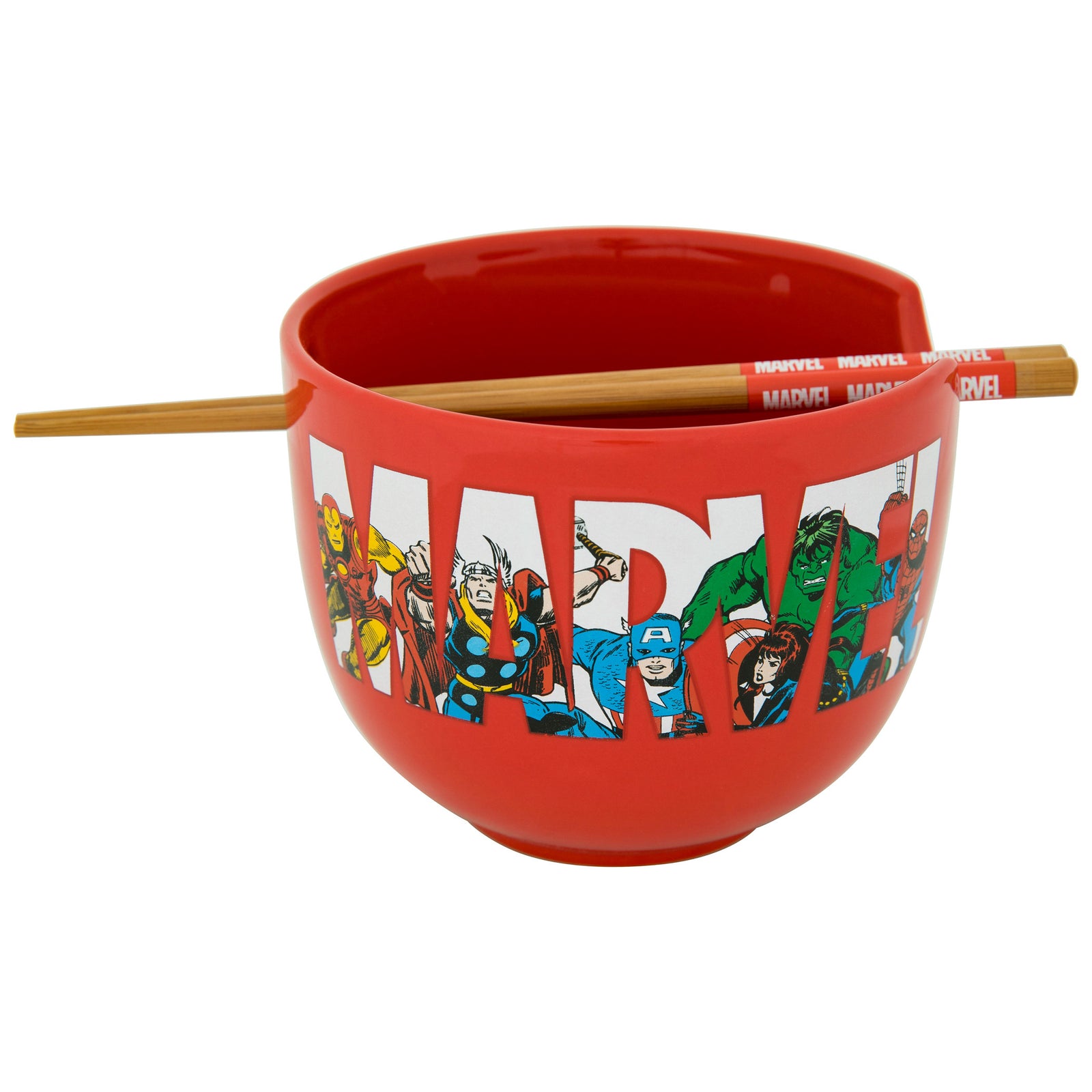 Marvel Retro Hero Logo Ramen Bowl with Chopsticks