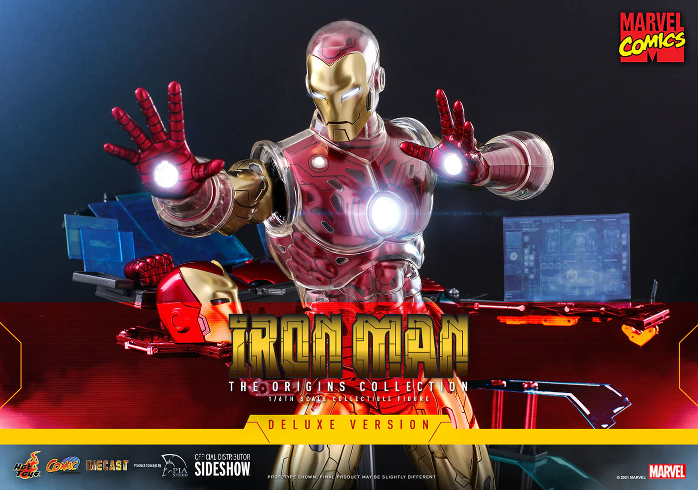Marvel Comics The Origins Collection Comics Masterpiece Series Diecast Iron Man Delxue 1/6 Scale Collectible Figure