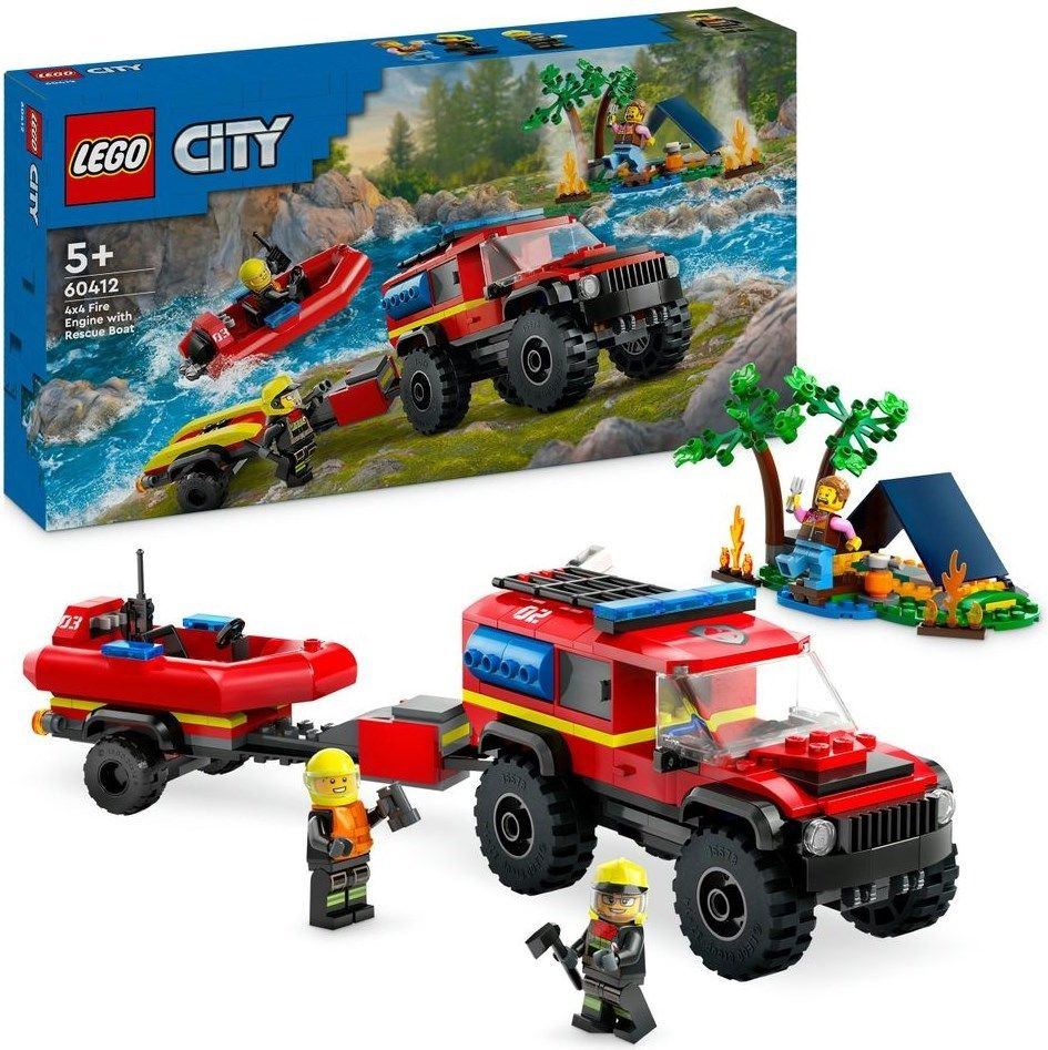 LEGO City 4x4 Fire Truck with Rescue Boat